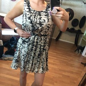 Black and White Belt Dress